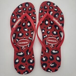 Havaianas Red and Black Leopard Flip Flops